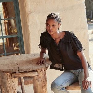 Doen Flute Top, Black, XXS, NWT